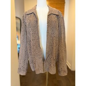 Chicos Genuine Leather Laser Cut Blazer Jacket Taupe Size 3 XL / 16